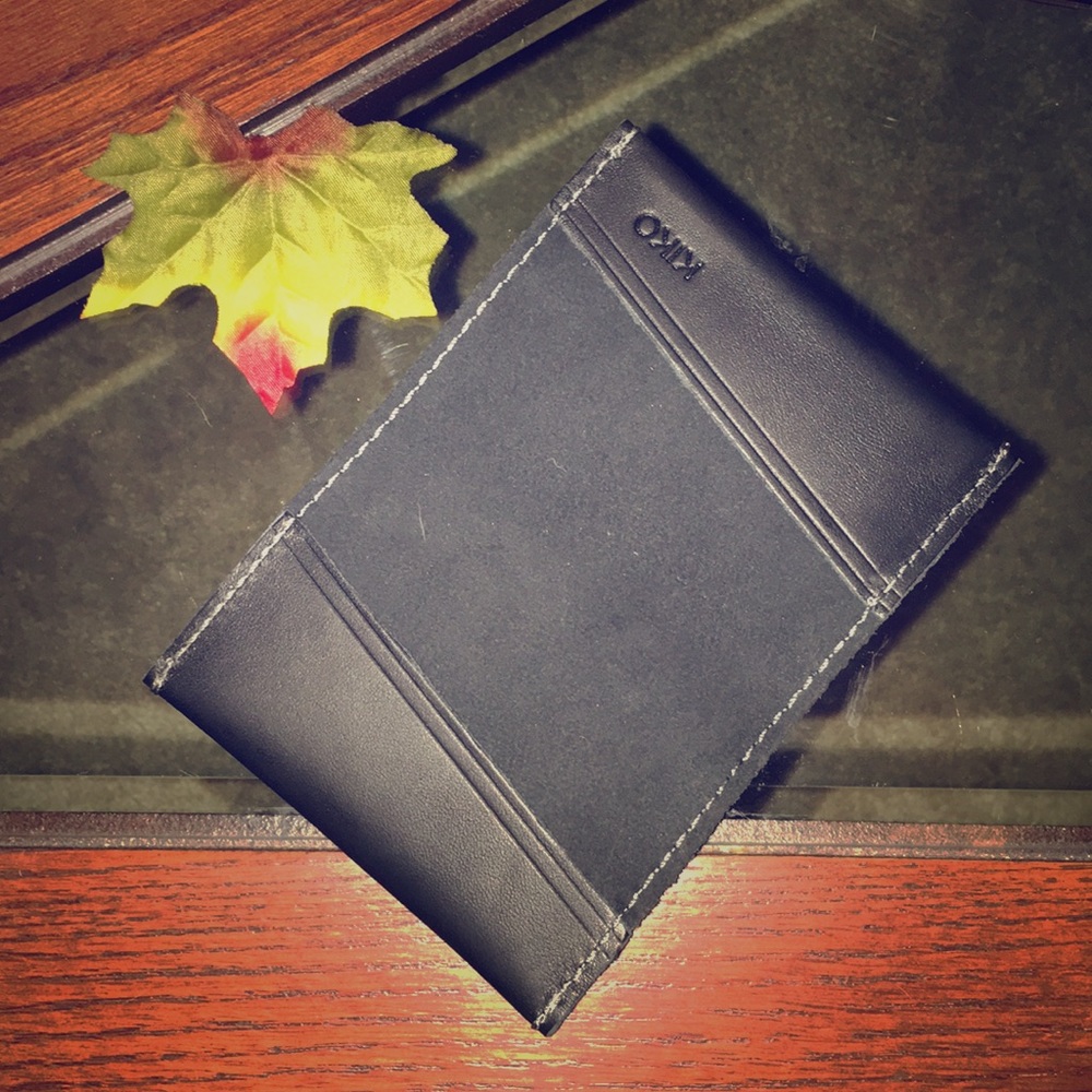 KIKO black leather minimalist wallet NWT
